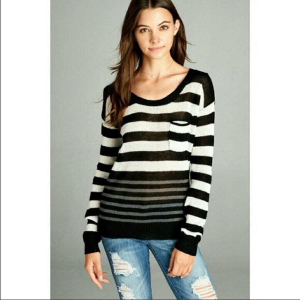 NWT Striped Pocket Crew Neck Sweater